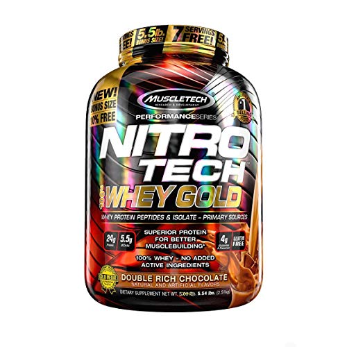 Nitrotech 100% Whey Gold (2.510Kg), Muscletech, Double Chocolate