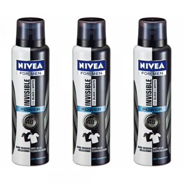 Nivea For Men Black White Power Desodorante Aerosol 150ml (Kit C/03)