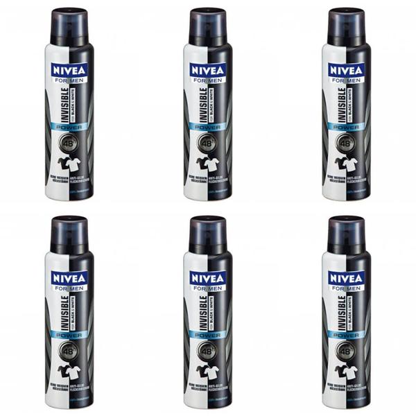 Nivea For Men Black White Power Desodorante Aerosol 150ml (Kit C/06)
