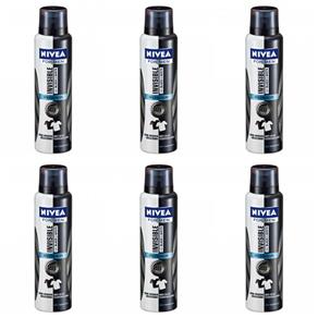 Nivea For Men Black & White Power Desodorante Aerosol 150ml - Kit com 06