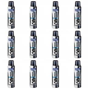 Nivea For Men Black & White Power Desodorante Aerosol 150ml - Kit com 12