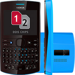 Nokia Asha 205 Preto/Azul - GSM, Dual Chip, Teclado Qwerty, Câmera VGA, MP3 Player e Bluetooth