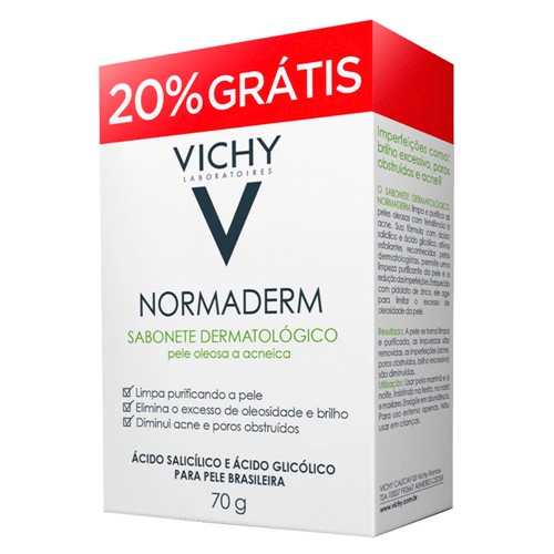 Normaderm Vichy Sabonete em Barra 70g 20% Grátis