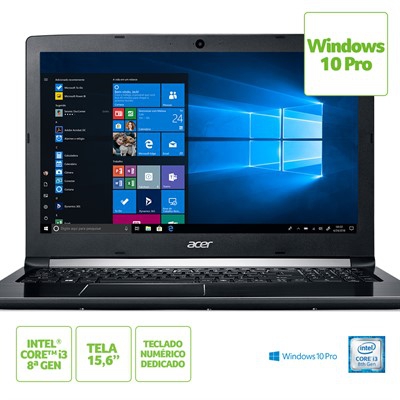 Notebook Acer 15,6 Led A515-51-37lg / I3-8130u / 4gb / 1tb / W10 Pro