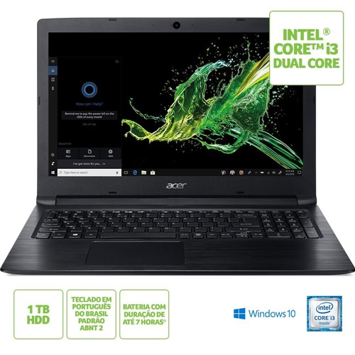 Notebook Acer A315-53-348W I3-6006U 4Gb 1Tb 15,6" W10 Home -