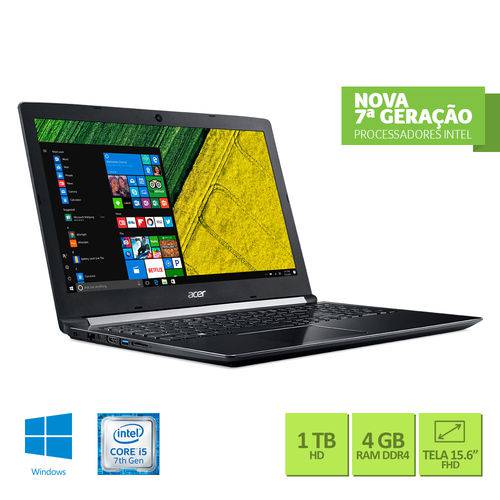 Tudo sobre 'Notebook Acer A515-51-52ct Intel Core I5 4gb Ram 1tb Hd 15.6 Full Hd Windows 10'