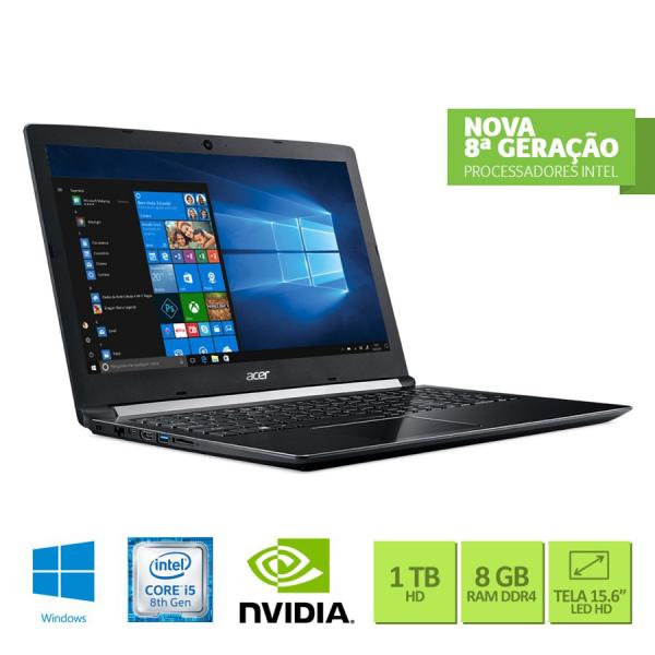 Notebook Acer A515-51G-C97B Intel Core I5 8ºGer 8GB RAM HD 1TB GeForce MX130 2GB 15.6" Windows 10