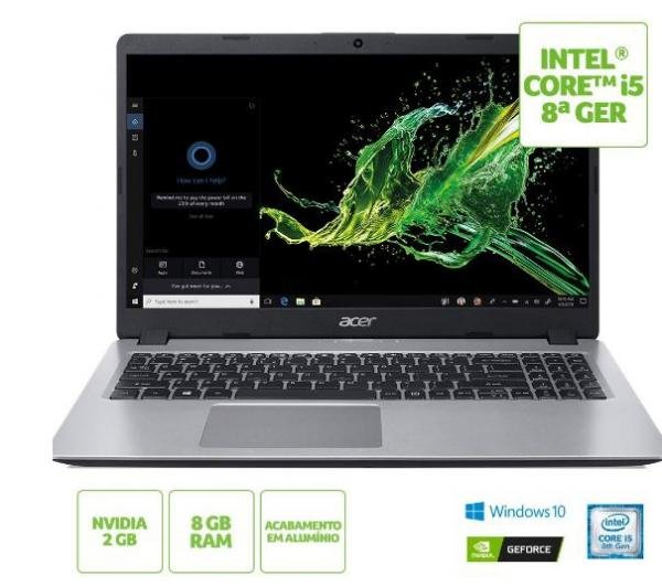 Notebook Acer Aspire 5 A515-52G-577T Intel Core I5 8GB RAM 1TB GeForce MX130 2GB 15.6” HD Windows 10