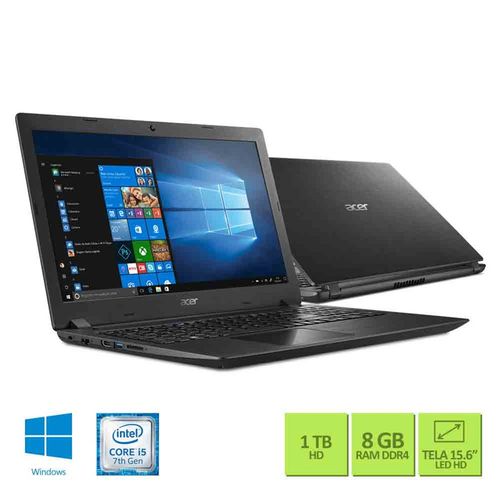 Notebook Acer Aspire 3 A315-53-52ZZ Intel Core I5 8GB RAM HD 1TB 15.6" Windows 10