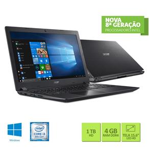 Notebook Acer Aspire A315-51-30V4 Intel® Core? I3-8130U 8º Geração 4GBRAM 1TB HD 15.6" HD Windows 10