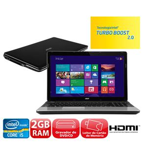 Notebook Acer Aspire E1-571-6824 com Intel® Core™ I5-2450M, 4GB, 500GB, Gravador de DVD, Leitor de Cartões, HDMI, Wireless, LED 15.6” e Windows 8