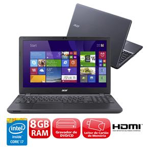 Notebook Acer Aspire E5-571-76K2 com Intel® Core™ I7-4510U, 8GB, 1TB, Gravador de DVD, Leitor de Cartões, HDMI, Bluetooth, LED 15.6" e Windows 8.1