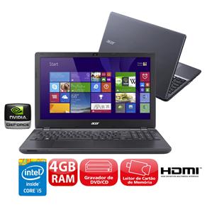Notebook Acer Aspire E5-571G-52B7 com Intel® Core™ I5-4210U, 4GB, 1TB, Gravador de DVD, HDMI, Bluetooth, Placa Gráfica de 2GB, LED 15.6" e Windows 8.1