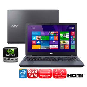 Notebook Acer Aspire E5-571G-72V0 com Intel® Core™ I7-4510U, 8GB, 1TB, Gravador de DVD, HDMI, Bluetooth, Placa Gráfica de 2GB, LED 15.6" e Windows 8.1