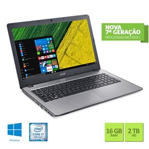Notebook Acer com Placa NVIDIA® GeForce® 940MX de 4 GB, Intel Core I7 7ª Geracao, 16GB RAM, 2TB HD, 15.6" e Windows 10 Home