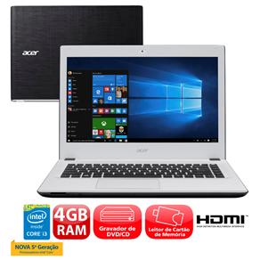 Notebook Acer Core I3-5015U 4GB 1TB Tela 14” Windows 10 Aspire E5-473-370Z