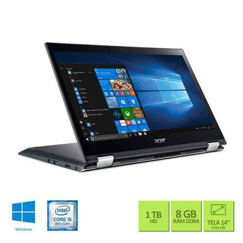 Notebook Acer Spin 3 SP314-51-C5NP Intel Core I5-8250U 8GB RAM HD 1TB 14" HD Windows 10