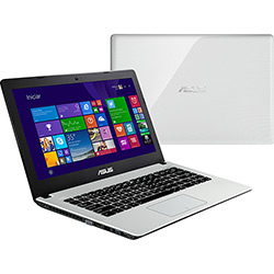 Notebook Asus com Intel Core I3 6GB 500GB Tela LED 14" Windows 8 Branco