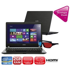 Notebook CCE N325 com Intel® Core™ I3-3217U, 2GB, 500GB, Gravador de DVD, Leitor de Cartões, HDMI, Wireless, Webcam, LED 14" e Windows 8