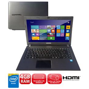 Notebook Compaq Presario CQ23 com Intel® Dual Core N2820, 4GB, 500GB, Gravador de DVD, Leitor de Cartões, HDMI, Wireless, Webcam, LED 14", Windows 8.1