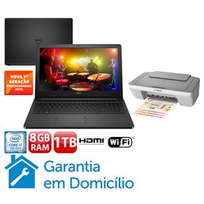 Notebook Dell Core I7-7500U 8GB 1TB Tela 15.6” Linux Inspiron I15-5566-D50P + Multifuncional Canon Pixma MG2410