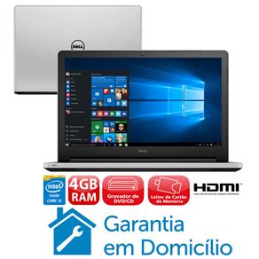 Notebook Dell Inspiron I15-5558-B10B com Intel® Core™ I3-4005U, 4GB, 1TB, Gravador de DVD, Leitor de Cartões, HDMI, Bluetooth, LED 15.6" e Windows 10