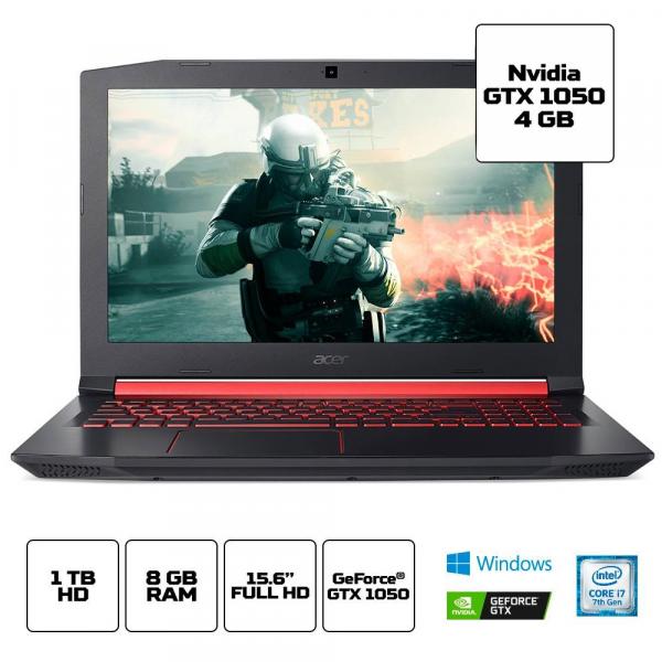 Notebook Gamer Aspire Nitro AN515-51-77FH Intel Core I7 8GB (Geforce GTX 1050 com 4GB) 1TB Tela IPS 15,6 W10 - Acer
