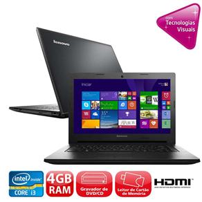 Notebook Lenovo G400S com Intel® Core™ I3-3110M, 4GB, 1TB, Gravador de DVD, Leitor de Cartões, HDMI, Wireless, Webcam, LED 14" e Windows 8.1 - Noteboo