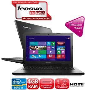 Notebook Lenovo G400S com Intel® Core™ I3-3110M, 4GB, 500GB, Gravador de DVD, Leitor de Cartões, HDMI, Wireless, Webcam, LED 14" e Windows 8 - Noteboo