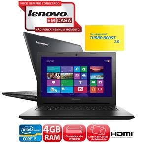 Notebook Lenovo G400S com Intel® Core™ I5-3230M, 4GB, 1TB, Gravador de DVD, Leitor de Cartões, HDMI, Wireless, Webcam, LED 14" e Windows 8 - Notebo