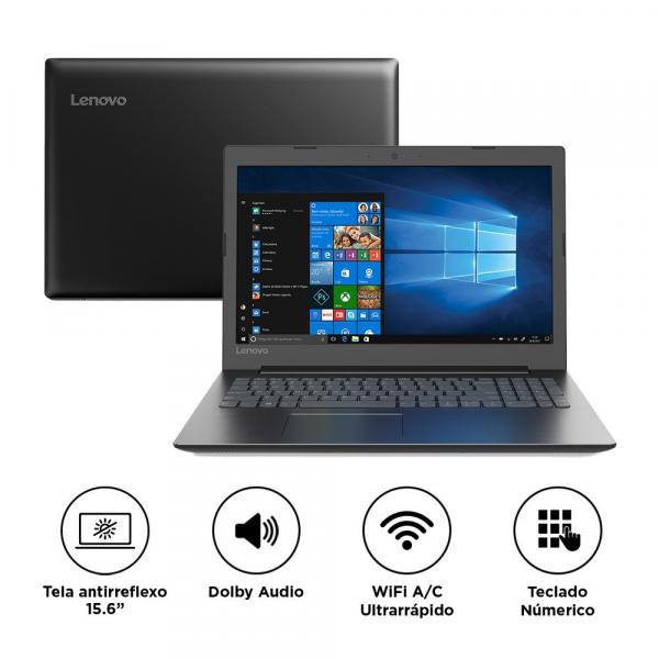 Notebook Lenovo IdeaPad 330 Celeron N4000 4GB 1TB Windows 10 15.6" HD 81FN0001BR Preto