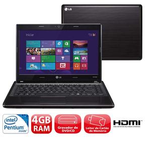 Notebook LG S460-L.1430 com Intel® Pentium® Dual Core, 4GB, 320GB, Gravador de DVD, Leitor de Cartões, HDMI, Wireless, Bluetooth, LED 14" e Windows 8