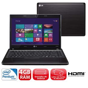 Notebook LG S460-L.BK26P1 com Intel® Pentium Dual Core, 4GB, 500GB, Gravador de DVD, Leitor de Cartões, HDMI, Wireless, Bluetooth, LED 14" e Windows 8