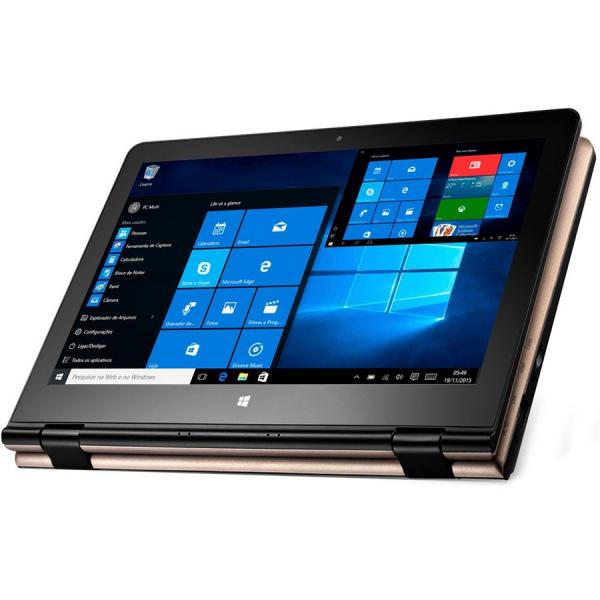 Notebook Multilaser 2 em 1 M11W Tela 11,6” Touch Screen 32GB de HD 2GB de RAM Dourado NB259