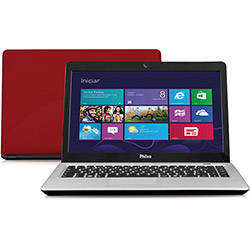 Notebook Philco 14I-V744 com AMD Dual Core 4GB 500GB Vermelho LED 14" Windows 8