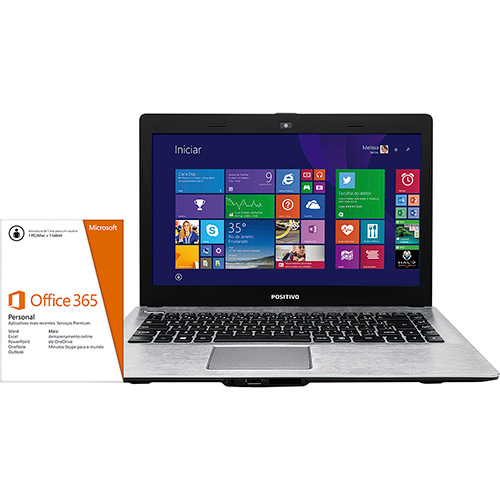 Tudo sobre 'Notebook Positivo Stilo XR3210 Intel Dual Core 4GB 500GB LED 14" Windows 8.1 + Pacote Aplicativo Office 365 Microsoft Personal'
