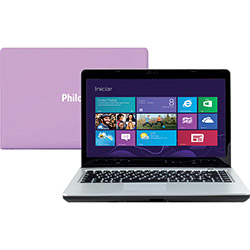 Notebook Rosa Philco Intel Dual Core 2GB 320GB LED 14" HDMI Windows 8