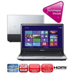 Notebook Samsung 300E4C-AD2 com Intel® Core I3-2328M, 2GB, 320GB, Gravador de DVD, Leitor de Cartões, HDMI, Bluetooth 4.0, Webcam, LED 14” e Windows 8