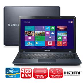 Notebook Samsung Ativ Book 2 270E4E-KD1 com Intel® Core™ I3- 3120M, 4GB, 500GB, Gravador de DVD, Leitor de Cartões, HDMI, LED 14” e Windows 8