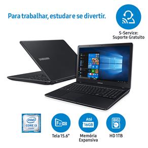Notebook Samsung Core I3-6006U 4GB 1TB Tela Full HD 15.6” Windows 10 Essentials E34 NP300E5L-KF1BR