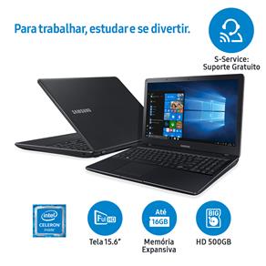 Notebook Samsung Dual Core 4GB 500GB Tela Full HD 15.6” Windows 10 Essentials E21 NP300E5M-KFABR