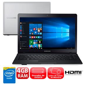 Notebook Samsung Essentials E21 370E4K-KWB com Intel® Dual Core, 4GB, 500GB, Gravador de DVD, Leitor de Cartões, HDMI, Bluetooth, LED 14" e Windows 10