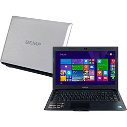 Notebook Semp NI 1403 Intel Celeron Dual Core 4GB 500GB Tela LED 14" Windows 8.1 - Prata e Preto