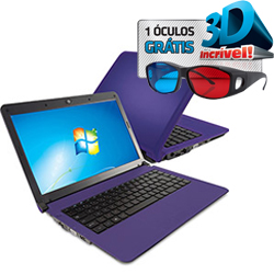 Notebook SIM Positivo 3200 com Intel Celeron 2GB 320GB Roxo LED 14'' Windows 7 Starter