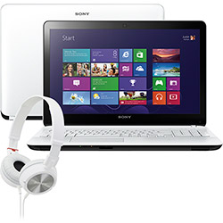 Notebook Sony VAIO Fit SVF15213CBW com Intel Core I5 4GB 750GB LED 15,5" Windows 8 + Headphone Sony
