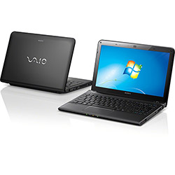 Notebook Sony VAIO SVE11115EBB com AMD Dual Core 4GB 320GB LED 11,6'' Preto Windows 7 Home Basic