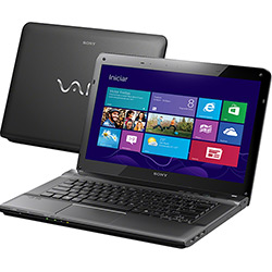 Notebook Sony VAIO SVE14125CBB com Intel Core I5 4GB 750GB LED 14" Preto Windows 8