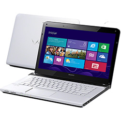 Notebook Sony VAIO SVE14123CBW com Intel Core I3 4GB 500GB LED 14" Branco Windows 8