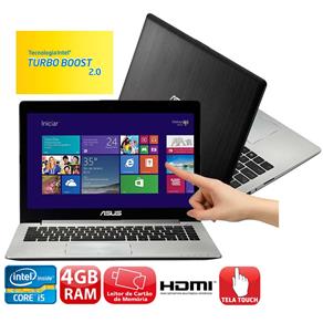 Notebook Touch Asus S400CA-BRA-CA194H com Intel® Core™ I5-3317U, 4GB, 500GB, Leitor de Cartões, HDMI, Wireless, Webcam, LED 14" e Windows 8
