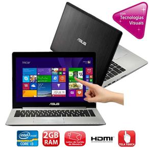 Notebook Touch Asus VivoBook S400CA-CA186H com Intel® Core™ I3-2365M, 2GB, 500GB, Leitor de Cartões, HDMI, Wireless, Webcam, LED 14" e Windows 8 - Not